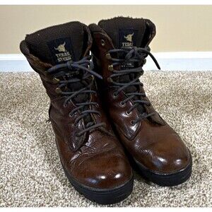 Texas Steer Men’s Size 11 Brown Leather Lace Up Work Boots Oil Resistant